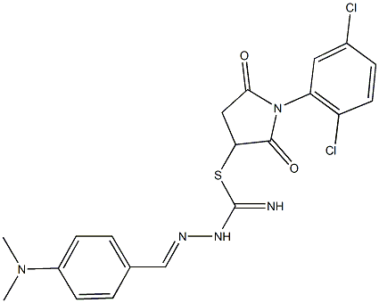 1-(2,5-dichlorophenyl)-2,5-dioxo-3-pyrrolidinyl 2-[4-(dimethylamino)benzylidene]hydrazinecarbimidothioate 구조식 이미지