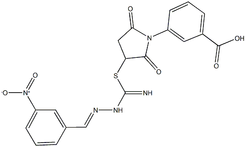 3-(3-{[(2-{3-nitrobenzylidene}hydrazino)(imino)methyl]sulfanyl}-2,5-dioxo-1-pyrrolidinyl)benzoic acid 구조식 이미지