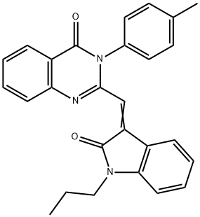 3-(4-methylphenyl)-2-[(2-oxo-1-propyl-1,2-dihydro-3H-indol-3-ylidene)methyl]-4(3H)-quinazolinone 구조식 이미지