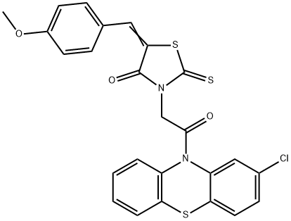 3-[2-(2-chloro-10H-phenothiazin-10-yl)-2-oxoethyl]-5-(4-methoxybenzylidene)-2-thioxo-1,3-thiazolidin-4-one 구조식 이미지