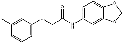 N-(1,3-benzodioxol-5-yl)-2-(3-methylphenoxy)acetamide 구조식 이미지