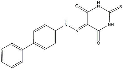 2-thioxodihydro-4,5,6(1H)-pyrimidinetrione 5-([1,1'-biphenyl]-4-ylhydrazone) 구조식 이미지