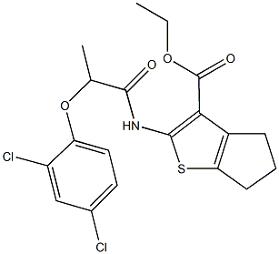 ethyl 2-{[2-(2,4-dichlorophenoxy)propanoyl]amino}-5,6-dihydro-4H-cyclopenta[b]thiophene-3-carboxylate Structure