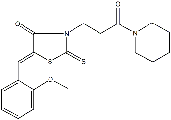 5-(2-methoxybenzylidene)-3-[3-oxo-3-(1-piperidinyl)propyl]-2-thioxo-1,3-thiazolidin-4-one 구조식 이미지