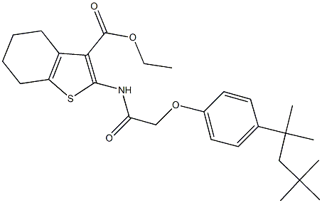 ethyl 2-({[4-(1,1,3,3-tetramethylbutyl)phenoxy]acetyl}amino)-4,5,6,7-tetrahydro-1-benzothiophene-3-carboxylate Structure