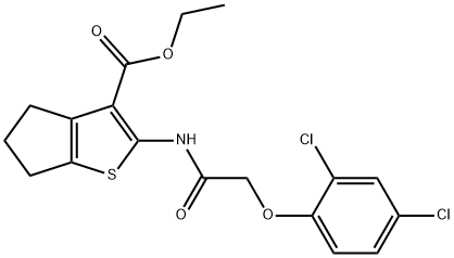 ethyl 2-{[(2,4-dichlorophenoxy)acetyl]amino}-5,6-dihydro-4H-cyclopenta[b]thiophene-3-carboxylate 구조식 이미지