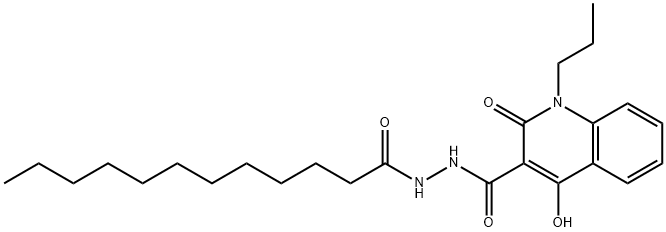 N'-dodecanoyl-4-hydroxy-2-oxo-1-propyl-1,2-dihydroquinoline-3-carbohydrazide 구조식 이미지