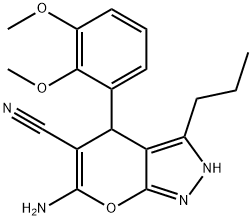 6-amino-4-(2,3-dimethoxyphenyl)-3-propyl-1,4-dihydropyrano[2,3-c]pyrazole-5-carbonitrile Structure