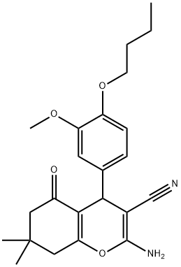 2-amino-4-(4-butoxy-3-methoxyphenyl)-7,7-dimethyl-5-oxo-5,6,7,8-tetrahydro-4H-chromene-3-carbonitrile Structure