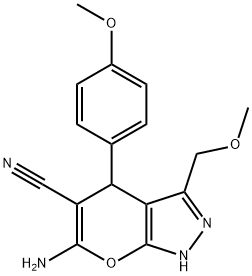 6-amino-3-(methoxymethyl)-4-(4-methoxyphenyl)-1,4-dihydropyrano[2,3-c]pyrazole-5-carbonitrile Structure