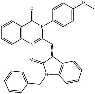 2-[(1-benzyl-2-oxo-1,2-dihydro-3H-indol-3-ylidene)methyl]-3-(4-methoxyphenyl)-4(3H)-quinazolinone Structure