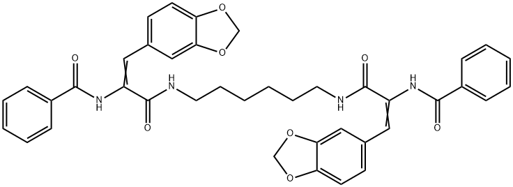 N-(2-(1,3-benzodioxol-5-yl)-1-{[(6-{[3-(1,3-benzodioxol-5-yl)-2-(benzoylamino)acryloyl]amino}hexyl)amino]carbonyl}vinyl)benzamide Structure