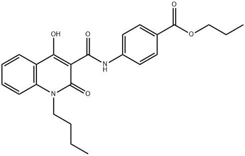 propyl 4-{[(1-butyl-4-hydroxy-2-oxo-1,2-dihydroquinolin-3-yl)carbonyl]amino}benzoate Structure