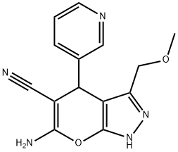 6-amino-3-(methoxymethyl)-4-(3-pyridinyl)-1,4-dihydropyrano[2,3-c]pyrazole-5-carbonitrile 구조식 이미지