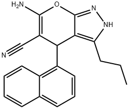 6-amino-4-(1-naphthyl)-3-propyl-1,4-dihydropyrano[2,3-c]pyrazole-5-carbonitrile 구조식 이미지