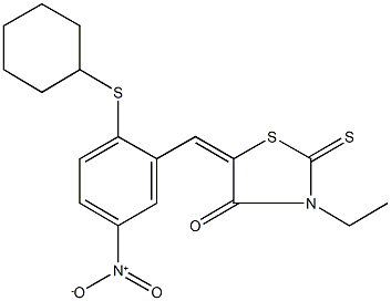 5-{2-(cyclohexylsulfanyl)-5-nitrobenzylidene}-3-ethyl-2-thioxo-1,3-thiazolidin-4-one Structure