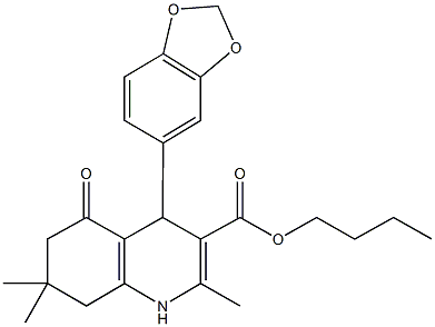 butyl 4-(1,3-benzodioxol-5-yl)-2,7,7-trimethyl-5-oxo-1,4,5,6,7,8-hexahydroquinoline-3-carboxylate Structure