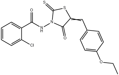 2-chloro-N-[5-(4-ethoxybenzylidene)-4-oxo-2-thioxo-1,3-thiazolidin-3-yl]benzamide 구조식 이미지