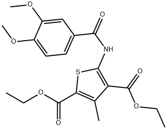 diethyl 5-[(3,4-dimethoxybenzoyl)amino]-3-methyl-2,4-thiophenedicarboxylate 구조식 이미지