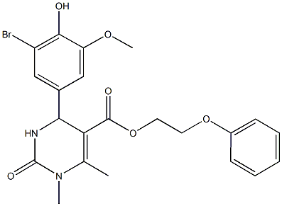 2-phenoxyethyl 4-(3-bromo-4-hydroxy-5-methoxyphenyl)-1,6-dimethyl-2-oxo-1,2,3,4-tetrahydro-5-pyrimidinecarboxylate Structure