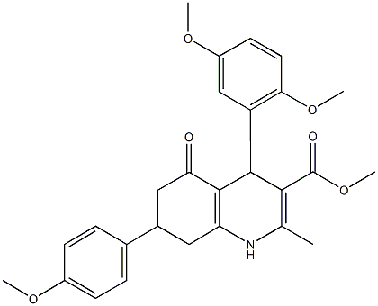 methyl 4-[2,5-bis(methyloxy)phenyl]-2-methyl-7-[4-(methyloxy)phenyl]-5-oxo-1,4,5,6,7,8-hexahydroquinoline-3-carboxylate Structure