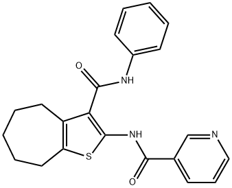 N-[3-(anilinocarbonyl)-5,6,7,8-tetrahydro-4H-cyclohepta[b]thien-2-yl]nicotinamide 구조식 이미지