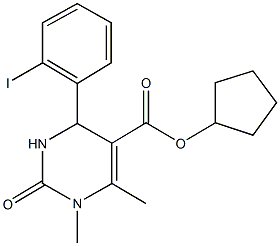 cyclopentyl 4-(2-iodophenyl)-1,6-dimethyl-2-oxo-1,2,3,4-tetrahydro-5-pyrimidinecarboxylate 구조식 이미지