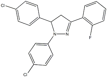 1,5-bis(4-chlorophenyl)-3-(2-fluorophenyl)-4,5-dihydro-1H-pyrazole 구조식 이미지
