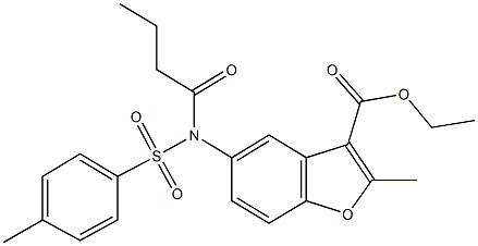 ethyl 5-{butyryl[(4-methylphenyl)sulfonyl]amino}-2-methyl-1-benzofuran-3-carboxylate 구조식 이미지