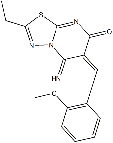 2-ethyl-5-imino-6-(2-methoxybenzylidene)-5,6-dihydro-7H-[1,3,4]thiadiazolo[3,2-a]pyrimidin-7-one 구조식 이미지