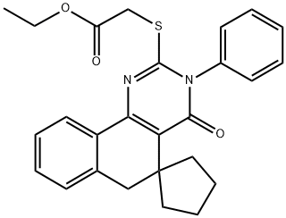 ethyl [(4-oxo-3-phenyl-3,4,5,6-tetrahydrospiro{benzo[h]quinazoline-5,1'-cyclopentane}-2-yl)sulfanyl]acetate 구조식 이미지