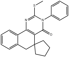 2-(methylsulfanyl)-3-phenyl-5,6-dihydro-4(3H)-oxospiro(benzo[h]quinazoline-5,1'-cyclopentane) Structure
