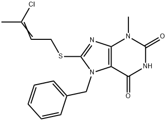 7-benzyl-8-[(3-chloro-2-butenyl)sulfanyl]-3-methyl-3,7-dihydro-1H-purine-2,6-dione Structure