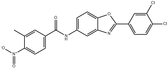 N-[2-(3,4-dichlorophenyl)-1,3-benzoxazol-5-yl]-4-nitro-3-methylbenzamide 구조식 이미지