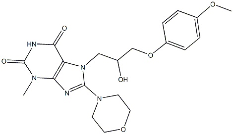 7-[2-hydroxy-3-(4-methoxyphenoxy)propyl]-3-methyl-8-(4-morpholinyl)-3,7-dihydro-1H-purine-2,6-dione 구조식 이미지