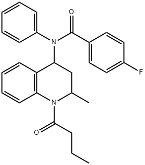 N-(1-butyryl-2-methyl-1,2,3,4-tetrahydro-4-quinolinyl)-4-fluoro-N-phenylbenzamide 구조식 이미지
