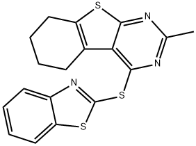 4-(1,3-benzothiazol-2-ylsulfanyl)-2-methyl-5,6,7,8-tetrahydro[1]benzothieno[2,3-d]pyrimidine Structure