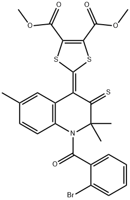 dimethyl 2-(1-(2-bromobenzoyl)-2,2,6-trimethyl-3-thioxo-2,3-dihydro-4(1H)-quinolinylidene)-1,3-dithiole-4,5-dicarboxylate 구조식 이미지