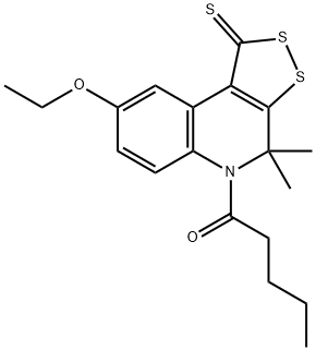 8-ethoxy-4,4-dimethyl-5-pentanoyl-4,5-dihydro-1H-[1,2]dithiolo[3,4-c]quinoline-1-thione 구조식 이미지