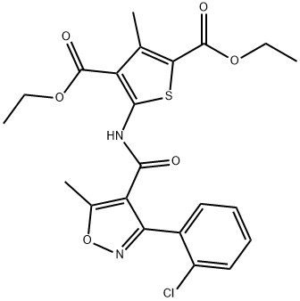 diethyl 5-({[3-(2-chlorophenyl)-5-methyl-4-isoxazolyl]carbonyl}amino)-3-methyl-2,4-thiophenedicarboxylate 구조식 이미지