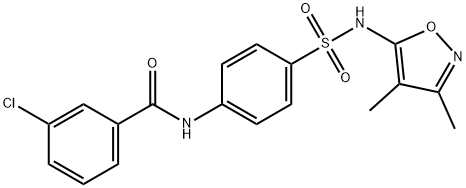 3-chloro-N-(4-{[(3,4-dimethyl-5-isoxazolyl)amino]sulfonyl}phenyl)benzamide Structure