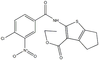 ethyl 2-({4-chloro-3-nitrobenzoyl}amino)-5,6-dihydro-4H-cyclopenta[b]thiophene-3-carboxylate 구조식 이미지