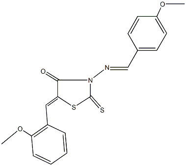 5-(2-methoxybenzylidene)-3-[(4-methoxybenzylidene)amino]-2-thioxo-1,3-thiazolidin-4-one 구조식 이미지