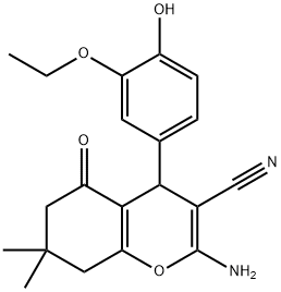 2-amino-4-(3-ethoxy-4-hydroxyphenyl)-7,7-dimethyl-5-oxo-5,6,7,8-tetrahydro-4H-chromene-3-carbonitrile 구조식 이미지