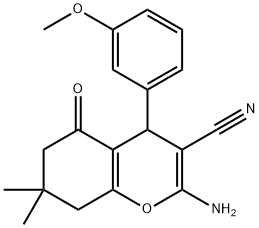 2-amino-4-(3-methoxyphenyl)-7,7-dimethyl-5-oxo-5,6,7,8-tetrahydro-4H-chromene-3-carbonitrile 구조식 이미지