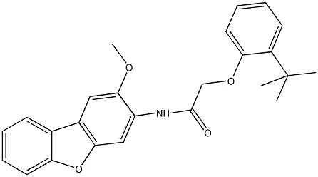 2-(2-tert-butylphenoxy)-N-(2-methoxydibenzo[b,d]furan-3-yl)acetamide Structure
