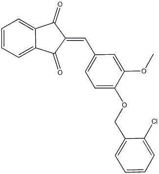 2-{4-[(2-chlorobenzyl)oxy]-3-methoxybenzylidene}-1H-indene-1,3(2H)-dione Structure