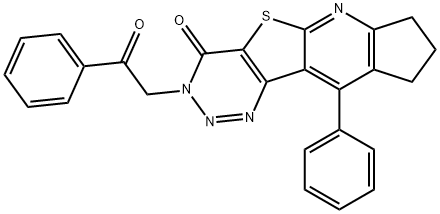 3-(2-oxo-2-phenylethyl)-10-phenyl-8,9-dihydro-3H-cyclopenta[5',6']pyrido[3',2':4,5]thieno[3,2-d][1,2,3]triazin-4(7H)-one 구조식 이미지