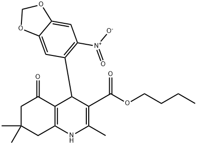 butyl 4-{6-nitro-1,3-benzodioxol-5-yl}-2,7,7-trimethyl-5-oxo-1,4,5,6,7,8-hexahydroquinoline-3-carboxylate Structure