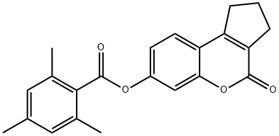4-oxo-1,2,3,4-tetrahydrocyclopenta[c]chromen-7-yl 2,4,6-trimethylbenzoate 구조식 이미지